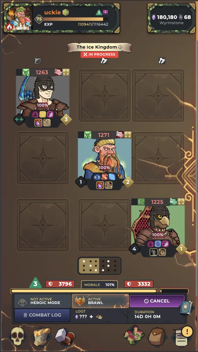 Ale & Axes raiding on a mobile browser