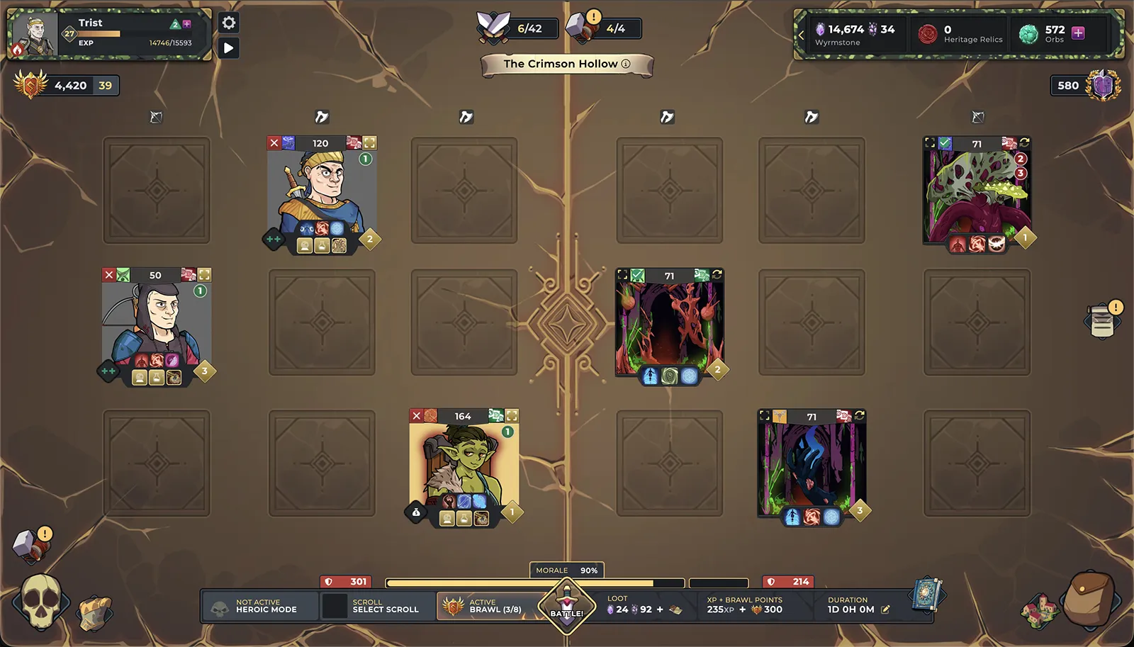 Ale & Axes raid setup, placing a squad on the combat board